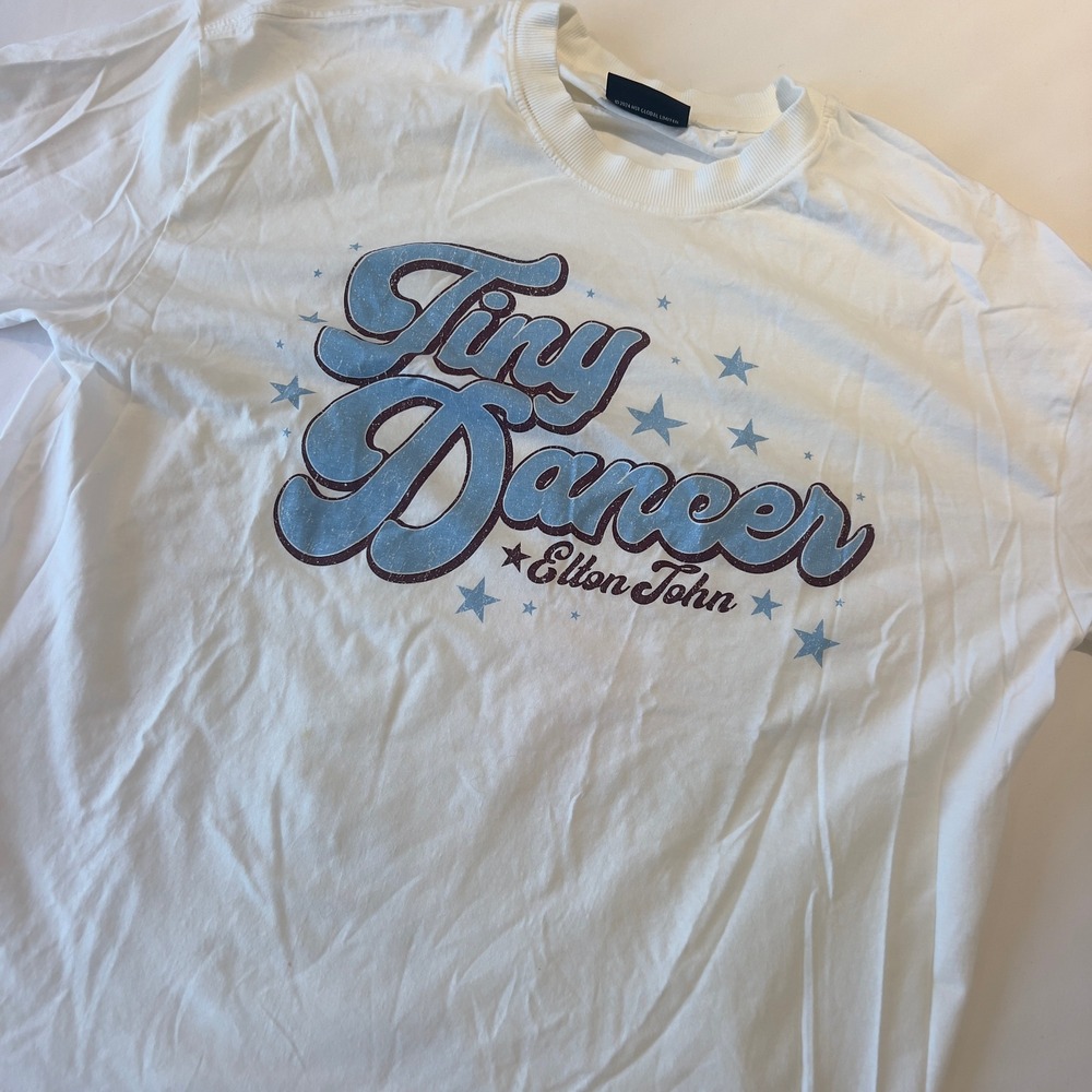 Cotton On Elton John Tiny Dancer Graphic Tee White Boxy Fit T-Shirt‎ Large